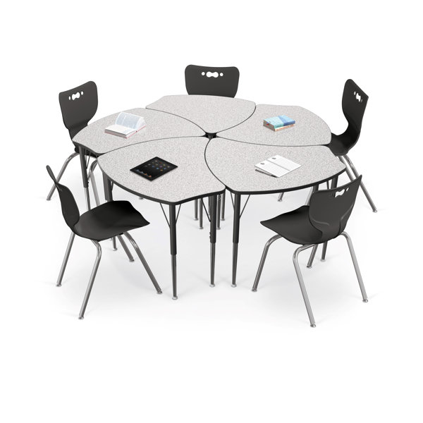 MooreCo 5 Piece Shapes Desk and 18" Hierarchy Chair Package Set Wayfair